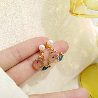 【HANA】S925銀針 日系鯨魚造型珍珠耳環