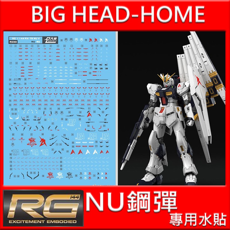 【大頭宅】大林水貼 RG NU鋼彈  牛鋼 專用水貼 DLRG33