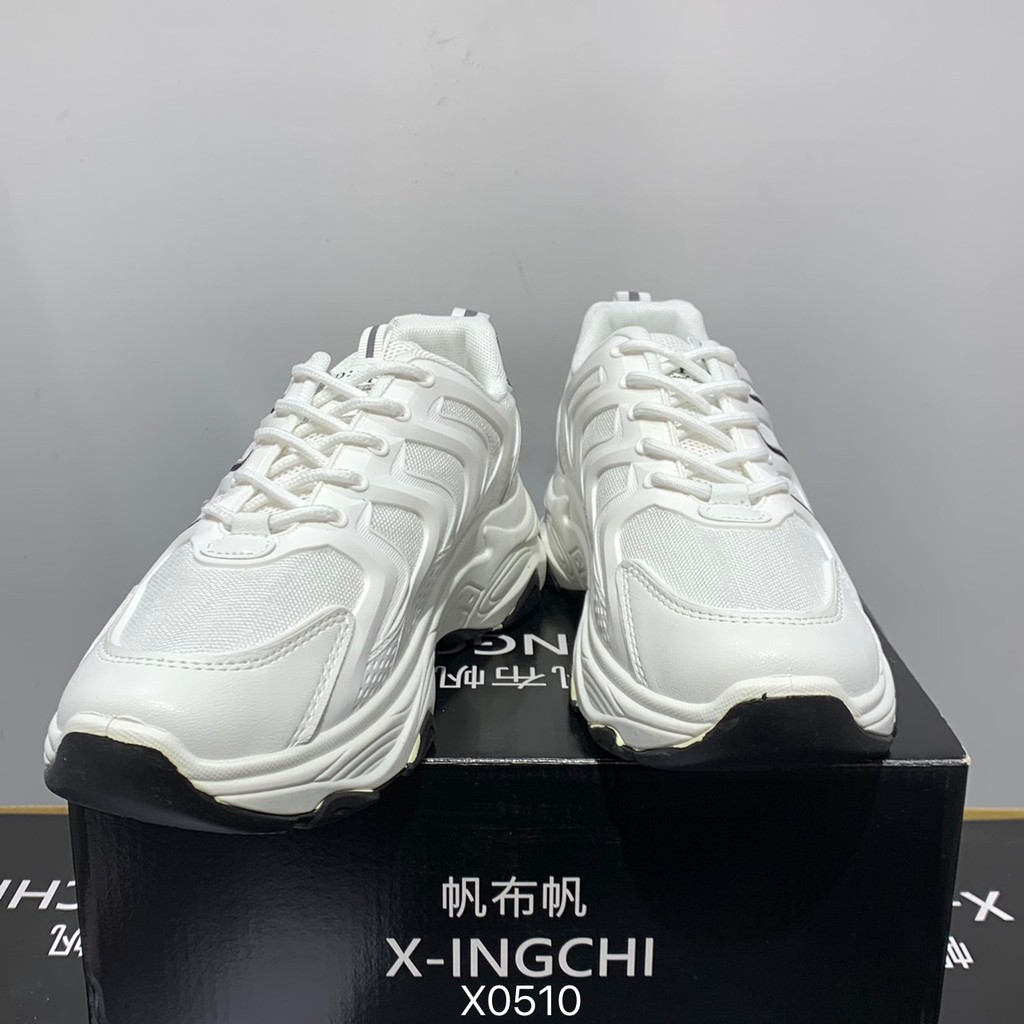 X-INGCHI 女款黑白色厚底增高休閒鞋 X0510