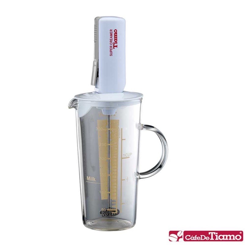 Tiamo 電動奶泡器把手含杯組 (HK0453) 耐高溫玻璃材質 生酮咖啡 全新 現貨