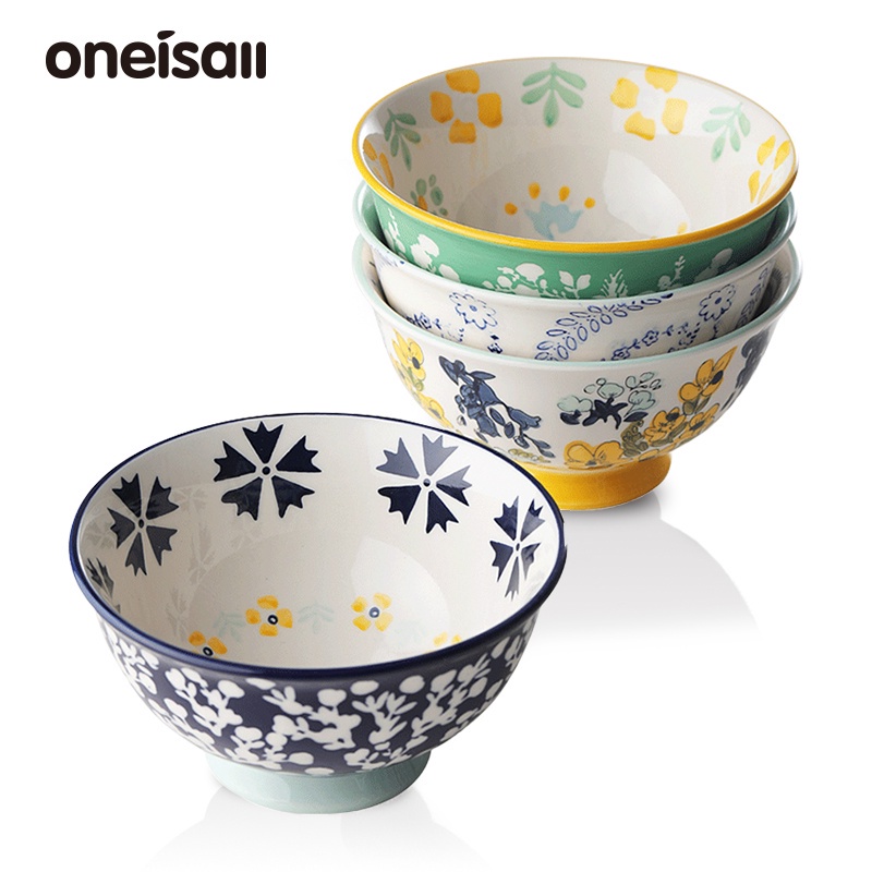 ONEISALL 陶瓷碗 餐具 泡麵碗 湯碗 家用裝菜 創意漂亮家用 日式 手繪時節系列