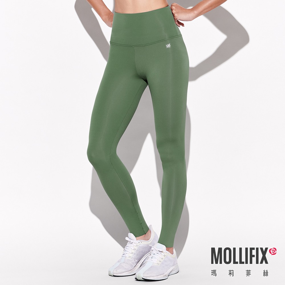 Mollifix 瑪莉菲絲 彈力修身高腰動塑褲 (森綠)/瑜珈服/Legging