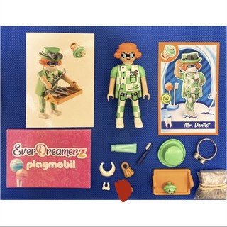 Playmobil 人偶 抽抽盒第一代 綠色牙醫 口罩零件 託盤 眼鏡 格子