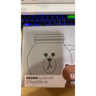 正版 Line Friends Brown Face Glass Jar 熊大大頭造型玻璃杯/器皿