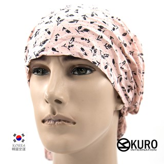 KURO-SHOP韓國進口米白色葉子圖案免綁頭巾