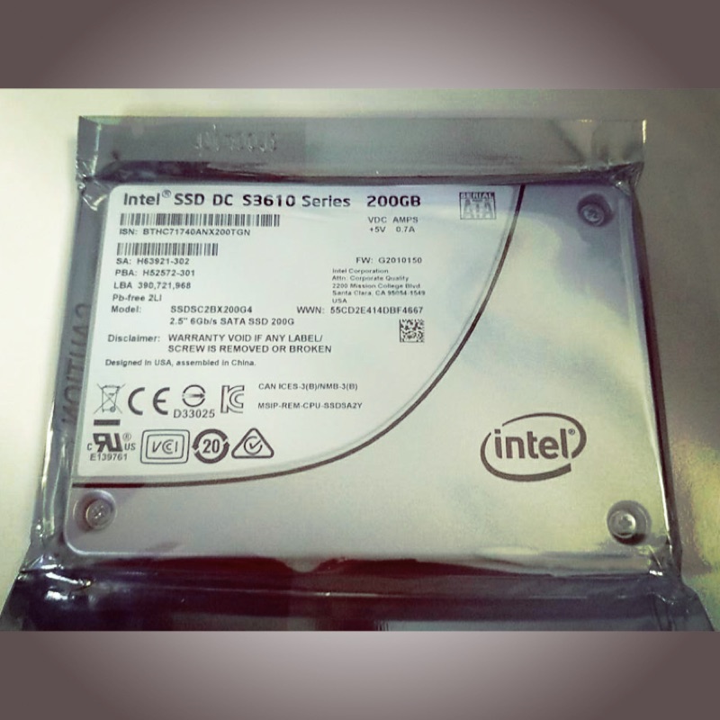 全新 Intel SSD S3610 固態硬碟 200G