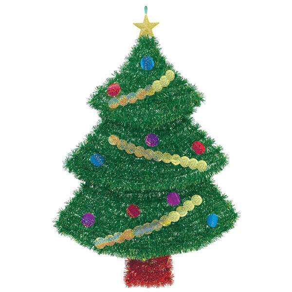 派對城 現貨 【19.25吋金蔥絲絲裝飾1入-聖誕樹】 歐美派對 派對裝飾 吊飾 聖誕節 聖誕佈置 派對佈置 拍攝道具