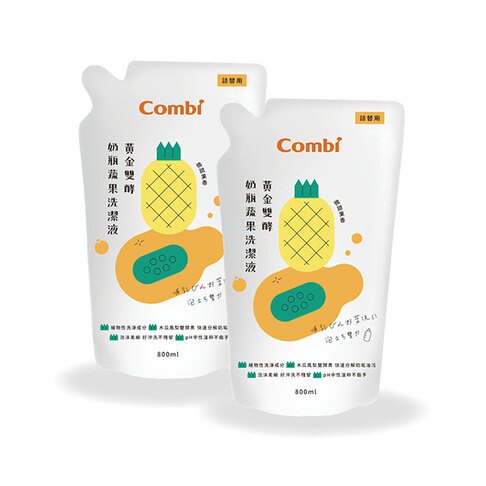 【╭☆ 2補800ml╭☆】combi 康貝 ❤ 黃金雙酵奶瓶蔬果洗潔液補充包促銷組(2補800ml)