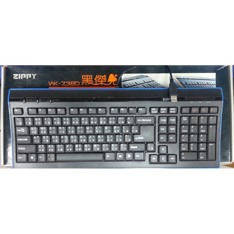 【S03 筑蒂資訊】zippy WK-7380 7380 USB 109KEY 鍵盤 Keyboard 剪刀腳結構 藍邊