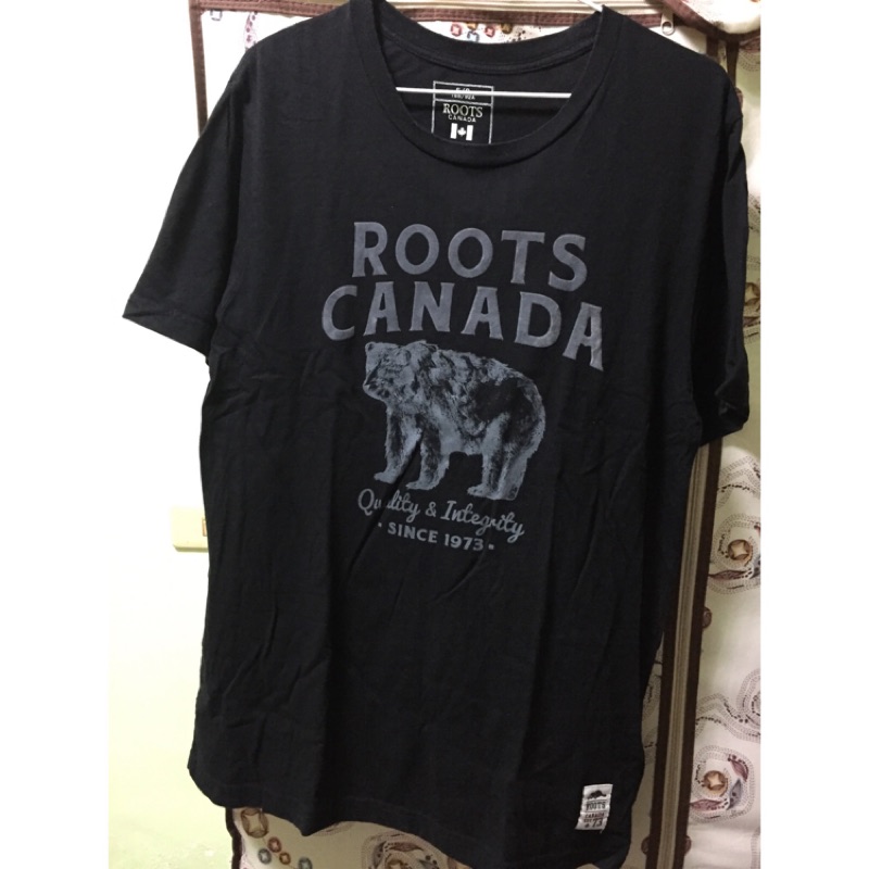 （急售）Roots黑色灰熊大logot恤