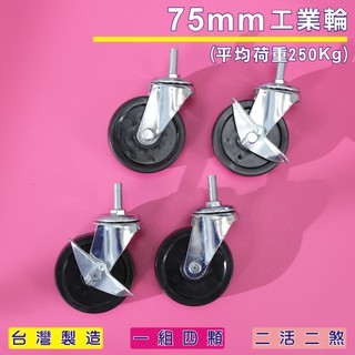 Buyjm 免運 鐵力士專用的3"-75mm工業輪(附2活2剎) GG3E-75BK