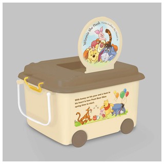 迪士尼 DISNEY 小熊維尼 POOH 四方形有滾輪可拉式置物箱 玩具收納箱 日本製