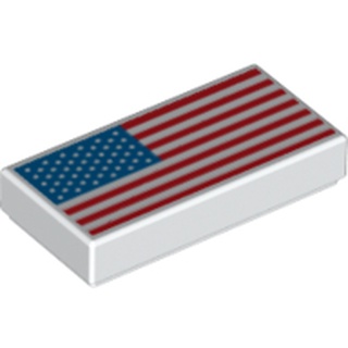 LEGO 樂高 白色 1X2 平滑磚 印刷 美國國旗 3069bpb0797