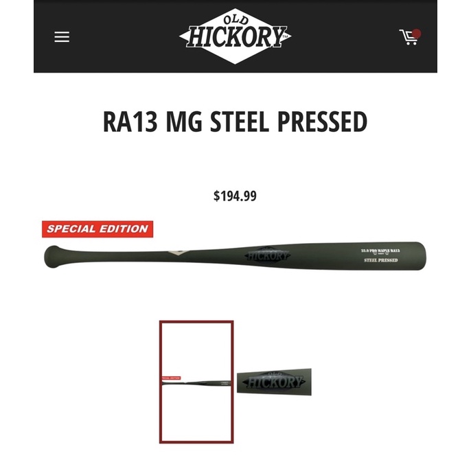 美國購回現貨Old Hickory RA13 全新 MG STEEL PRESSED 加硬最高等級 老胡桃 楓木棒球棒