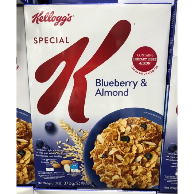 Costco代購 KELLOGG'S家樂氏藍莓杏仁麥米片 370公克*2盒入