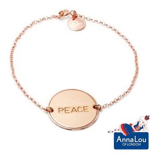 Anna Lou OF LONDON 倫敦品牌 優雅字墜 玫瑰金手鍊 PEACE