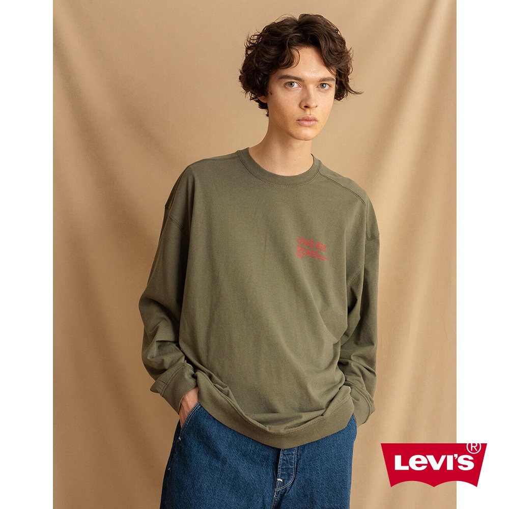 Levis Red 工裝手稿風復刻再造 男款 長袖T恤 / 橄欖綠 A0997-0000 熱賣單品