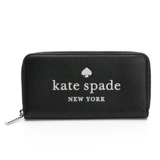 大容量🤩超低價😱在台🤩只有一個🎁 kate spade NEW YORK KS 黑色 銀蔥logo 荔枝紋真皮 長夾