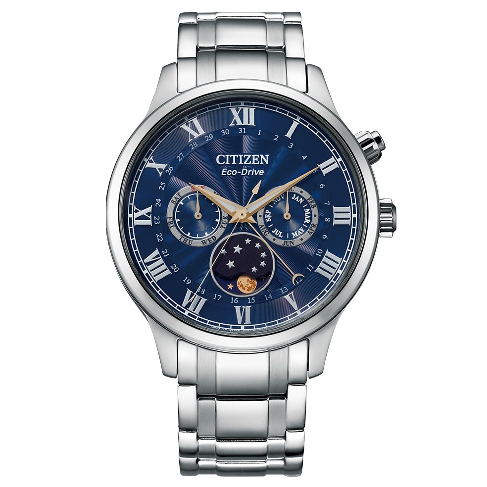 CITIZEN AP1050-81L 《GENT'S 時尚男錶》42mm/光動能/藍寶石水晶鏡面/月相錶/公司貨