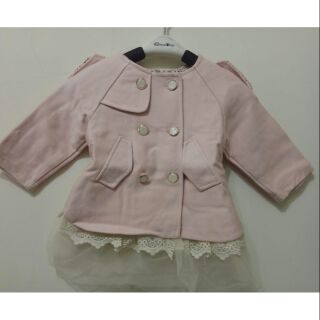 韓版 Baby 女童全新現貨出清價 粉色蕾絲造型風衣罩衫外套上衣