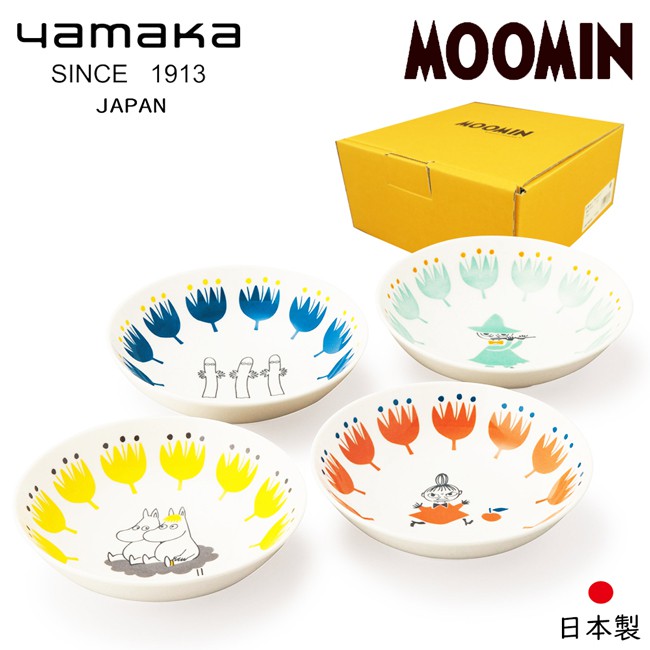 【日本山加yamaka】moomin嚕嚕米彩繪陶瓷碗禮盒4入組 (MM1000-185)