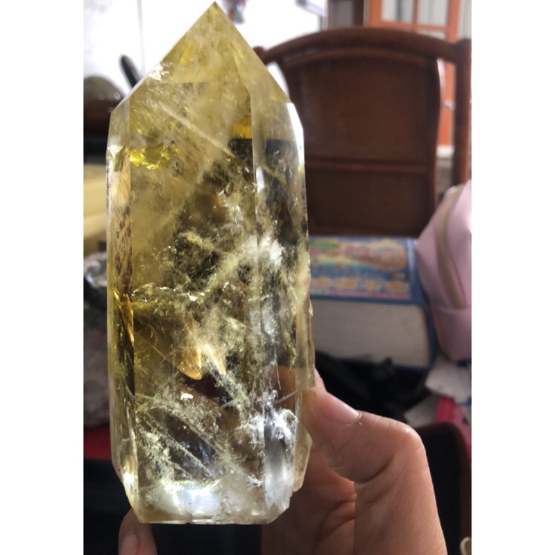 天然頂級巴西藍針黃水晶柱876g 蝦皮購物