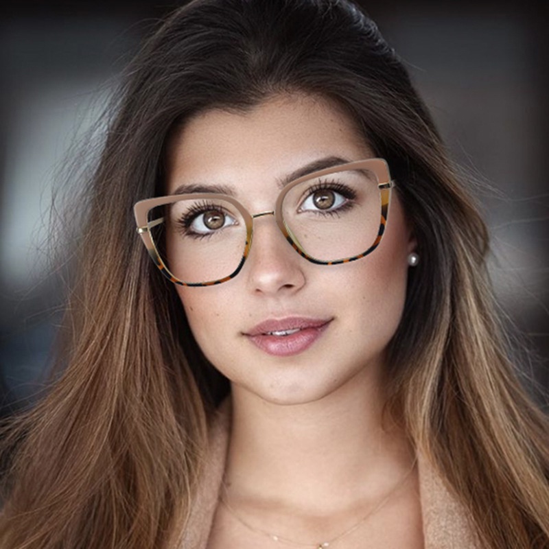 貓眼防藍光眼鏡框超輕女士光學時尚電腦眼鏡