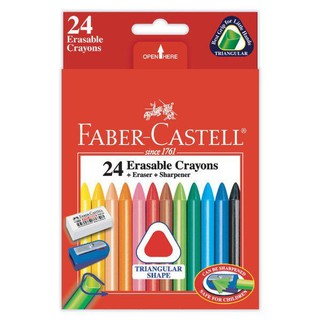 【玩具倉庫】【輝柏 Faber-Castell】三角擦擦蠟筆 (24色)(附 橡皮擦+削筆器) 文具 鉛筆盒 蠟筆 學齡