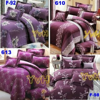 =YvH=台灣製平價精品床罩組 紫色系多款 雙人鋪棉床罩6件組 台灣印染100%精梳純棉表布 百摺床裙