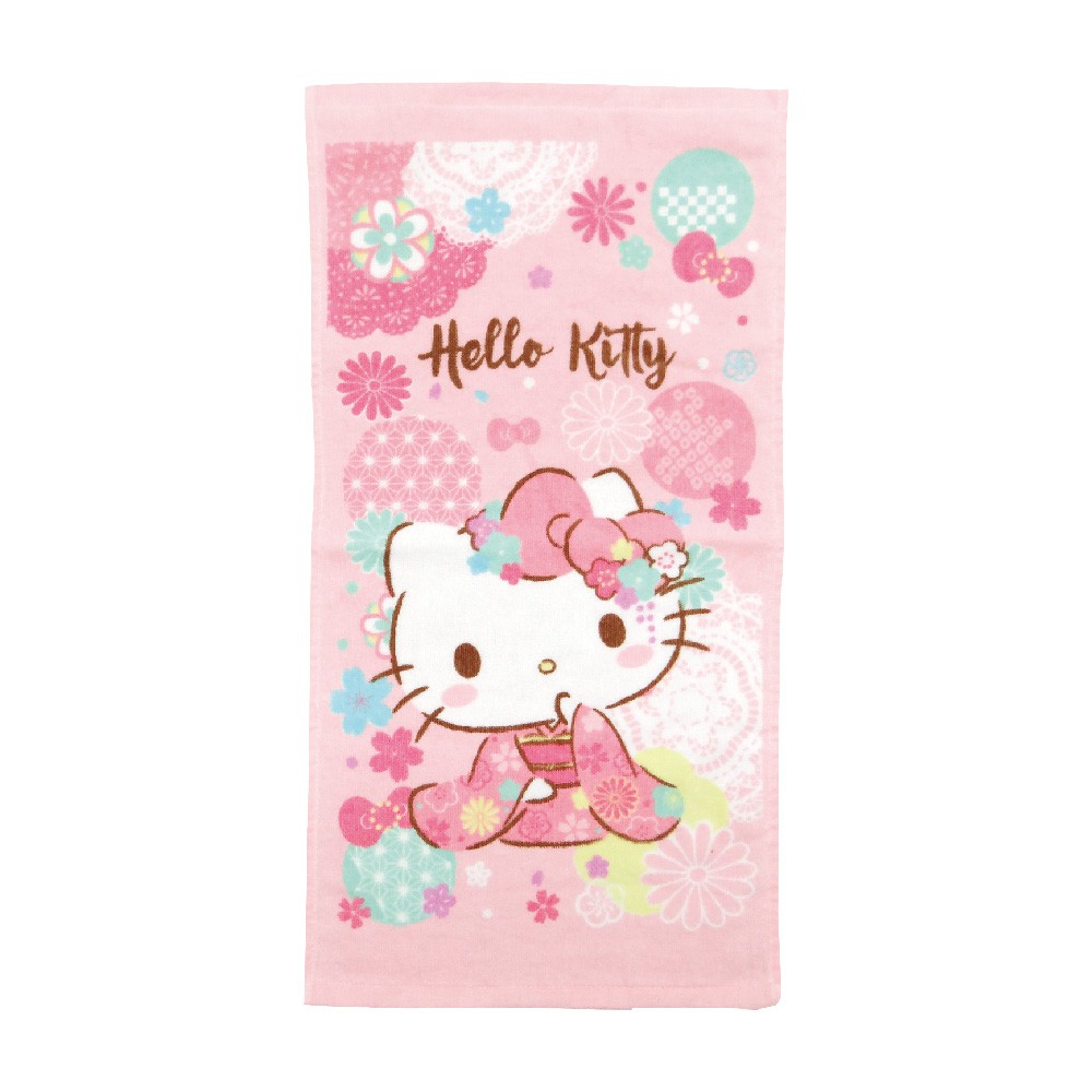 【Sanrio三麗鷗】凱蒂貓和風櫻花童巾100%棉 28x54cm