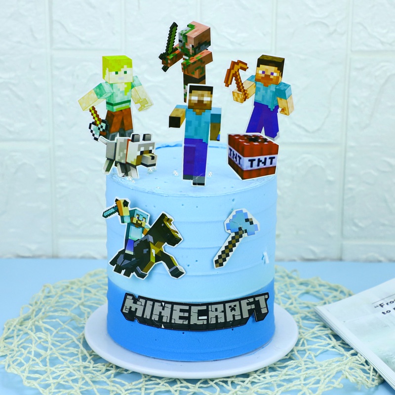 Minecraft 系列 Minecraft 系列生日快樂蛋糕禮帽男孩的生日聚會裝飾