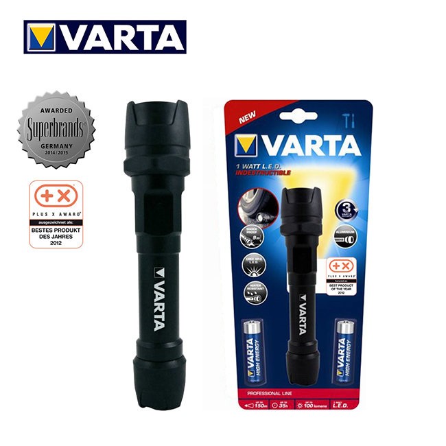 VARTA德國華達 全防護專業型 1W 強光LED手電筒18701
