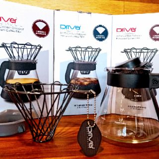 加贈HARIO 02 濾紙~Driver 威亞咖啡濾杯組 鈦黑 600ml HM-N1500V60-BA 手沖咖啡組