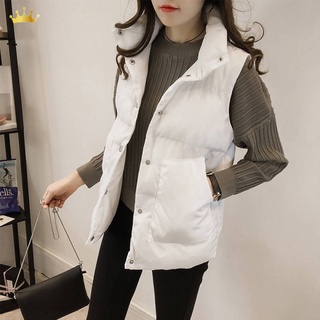 棉馬甲女學生韓版寬鬆新款無袖馬夾背心翻領短款外套