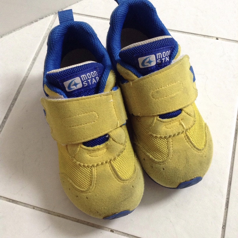 日本Moonstar機能童鞋 HI系列緩衝款 22553黃藍 (18公分) [二手商品]
