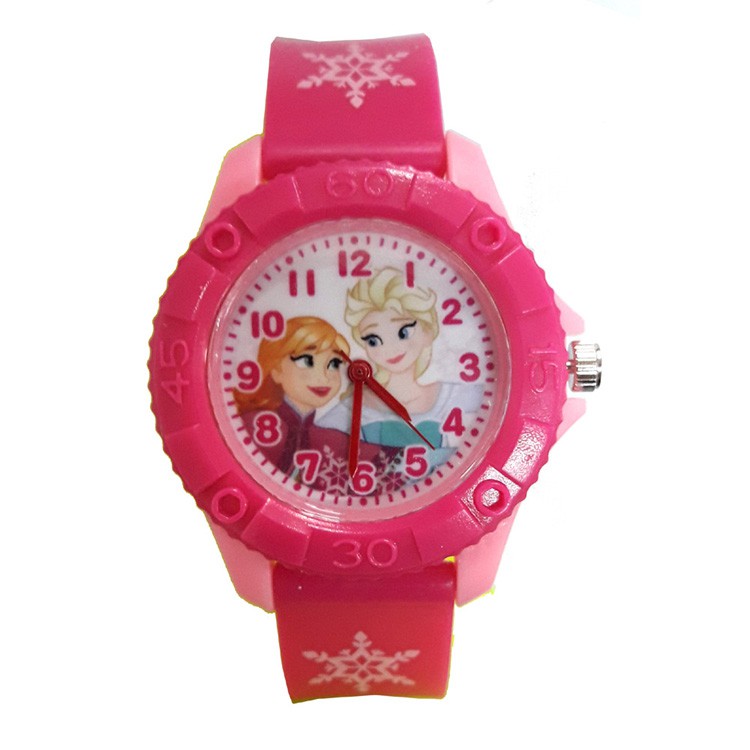 迪士尼 冰雪奇緣安娜艾莎 齒輪款膠錶-桃粉 兒童錶 生日禮物