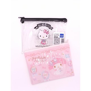Hello kitty Melody收納包 有拉鍊拉鏈多功能防水萬用凱蒂貓美樂蒂防水收納包夾鏈包存摺包文具袋護照包
