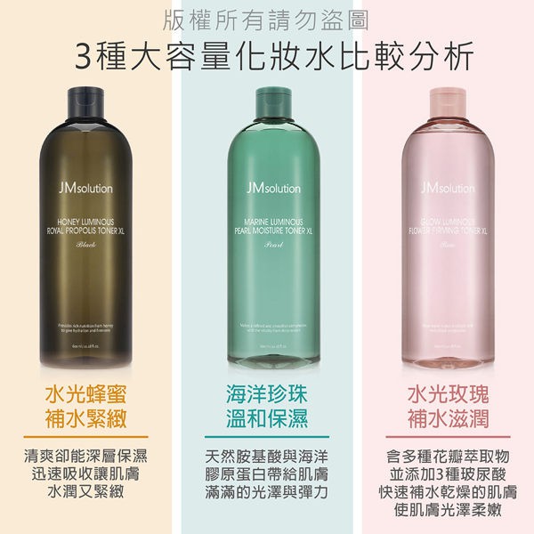 韓國jm 海洋珍珠 玫瑰 蜂蜜 溫和水潤光澤 五重玻尿酸保濕 黃金頂級潤澤化妝水爽膚水500ml 600ml 蝦皮購物