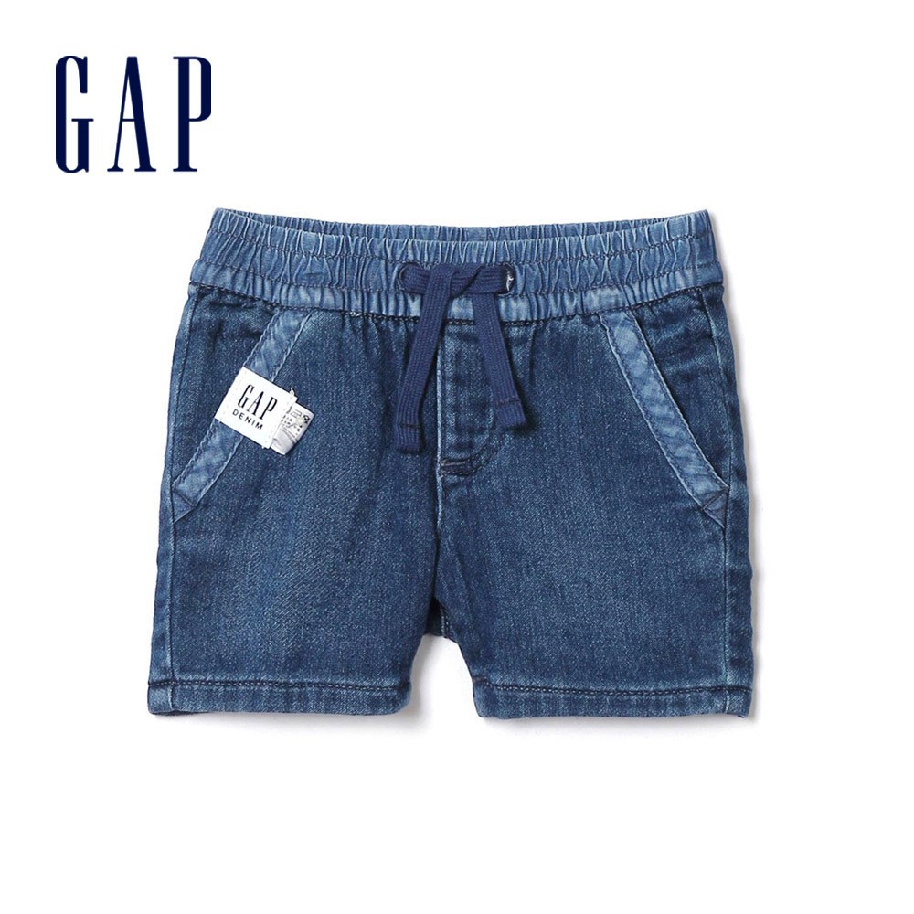 Gap 嬰兒裝 鬆緊短褲-水洗藍(230346)