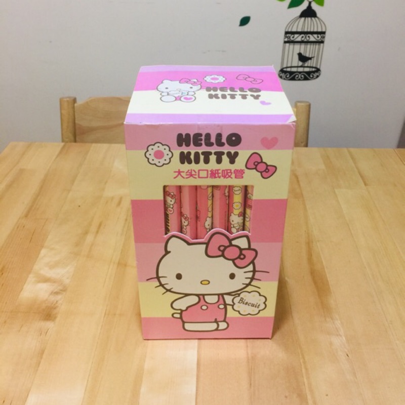 Hello kitty 三儷鷗 大尖口紙吸管 100入