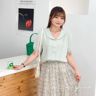 CCGIRL中大尺碼 緹花布愛心釦海軍領襯衫上衣-共2色- 適L～5L《 31459 》大碼女裝 中大尺碼上衣