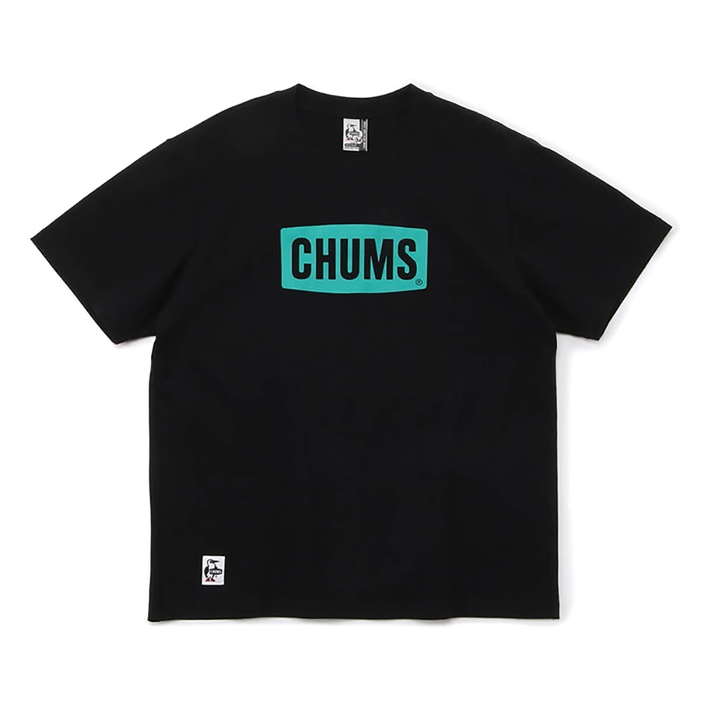CHUMS Logo 男 美國棉短袖T恤 黑/藍綠 CH011833K007