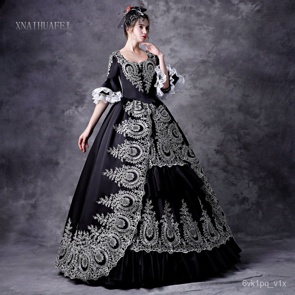 免運cos女黑色歐式宮廷服巴洛克演出服法國宮廷禮服貴族服裝年會服裝 蝦皮購物