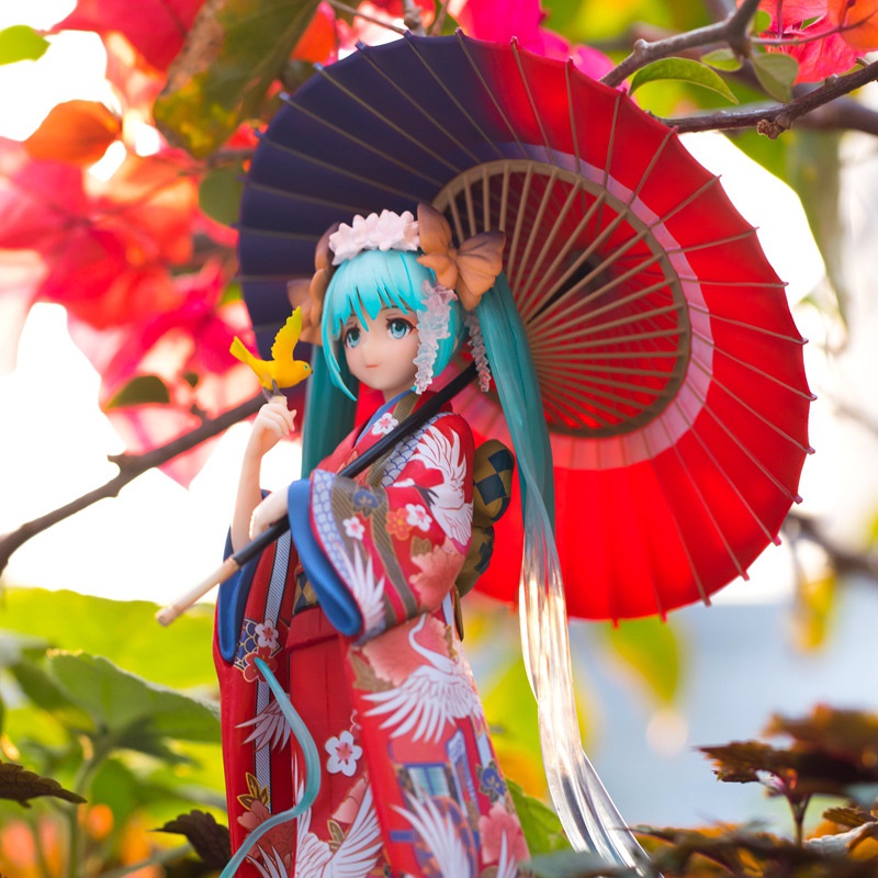 《涼涼》初音未來手辦和服中秋深海花色衣撐傘巡音動漫手辦二次元模型公仔