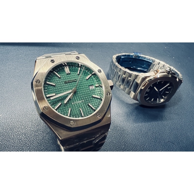 訂製無現貨【改錶玩面】Seiko Mod 精工改裝 AP 綠面 皇家橡樹款 藍寶石玻璃 機械錶
