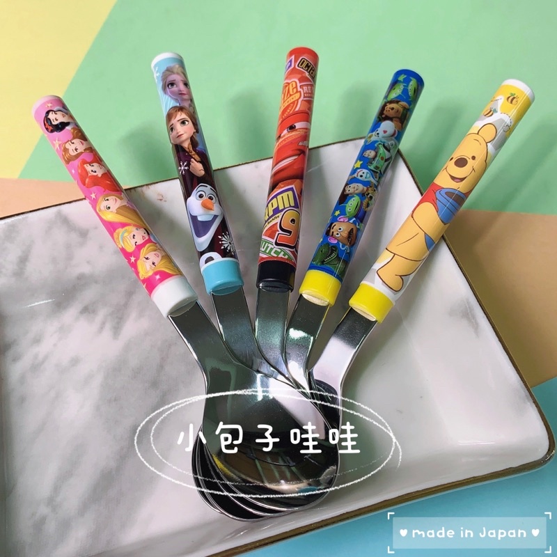 (日本製)現貨！日本兒童不鏽鋼湯匙 餐具 維尼 公主 Elsa 玩具總動員 麥坤