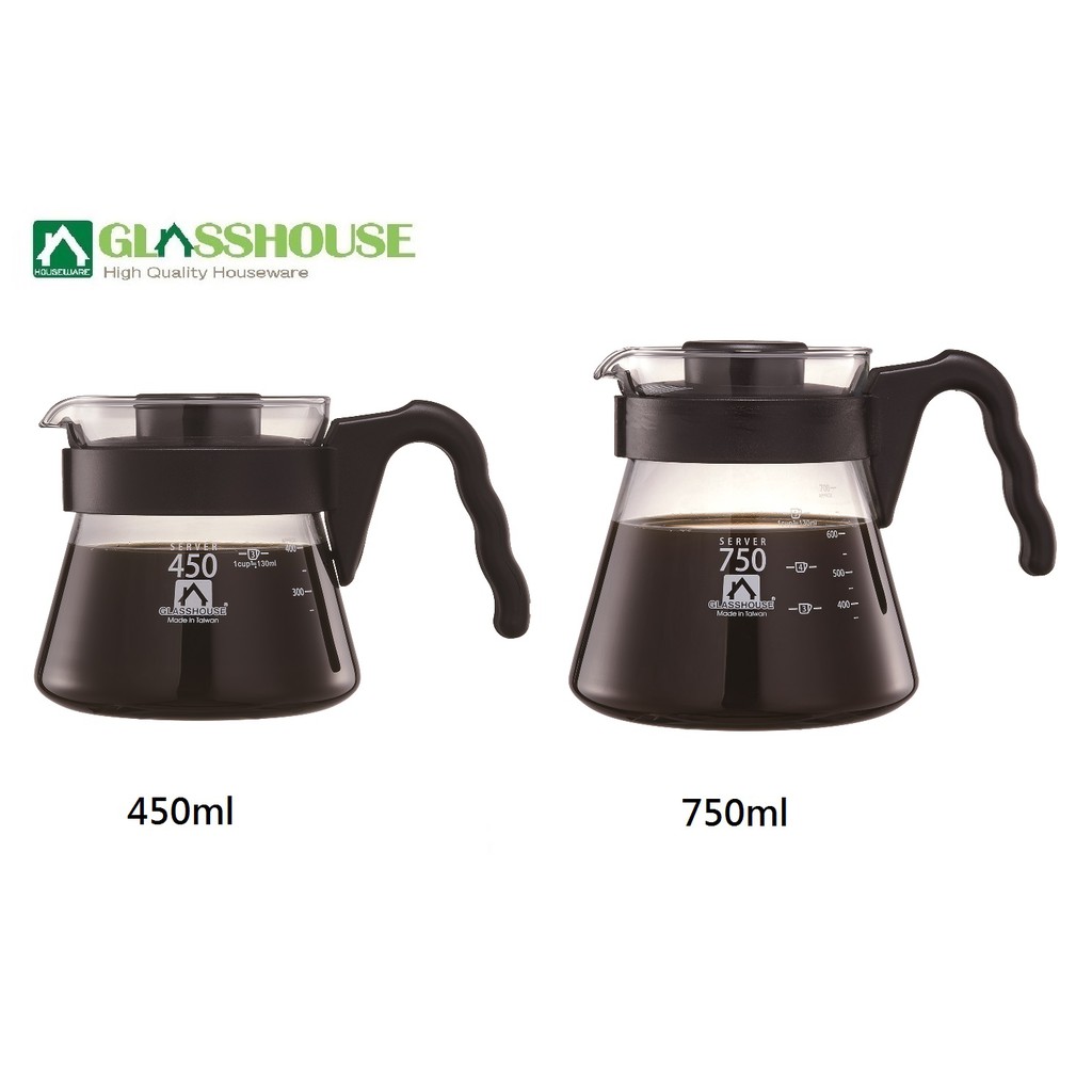 【GLASSHOUSE】台灣製造塑膠把手玻璃耐熱壺/咖啡壺/花茶壺 450ml/750ml