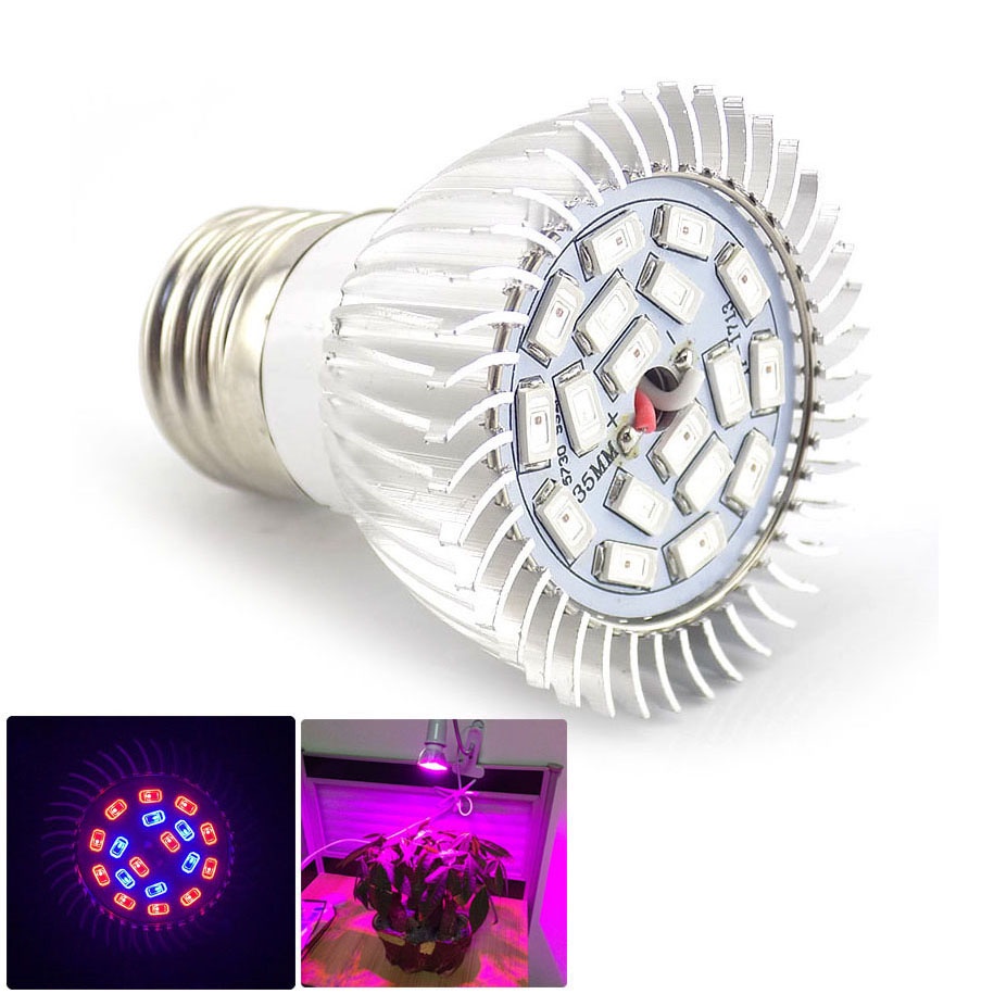 18 LED 全光譜 LED 植物生長燈 E27 燈泡插頭植物生長燈用於花卉植物水培燈 AC 110V 220V