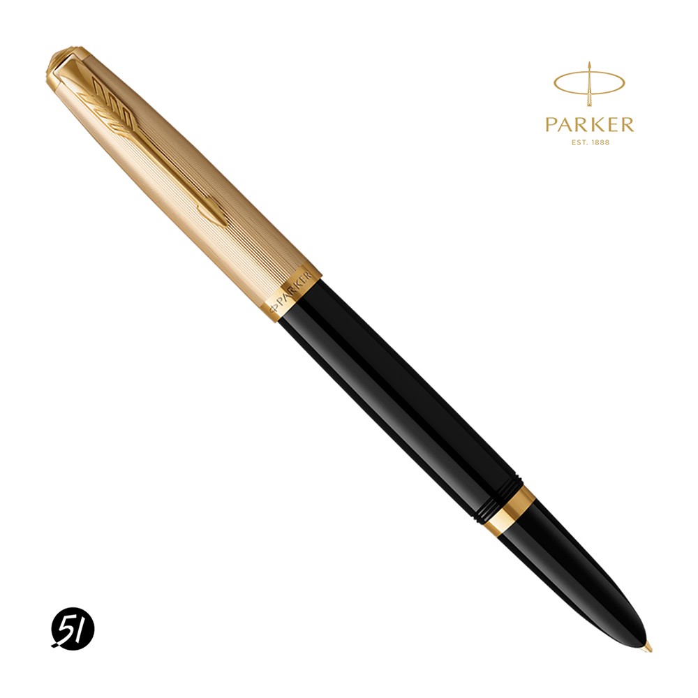 【PARKER】派克 51型 復刻 金蓋黑桿 18K 鋼筆 法國製造 附贈原廠墨水