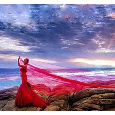 【菲妮公主】新娘頭紗 紅色素紗裸紗2米軟紗 婚紗禮服 表演走秀飾品